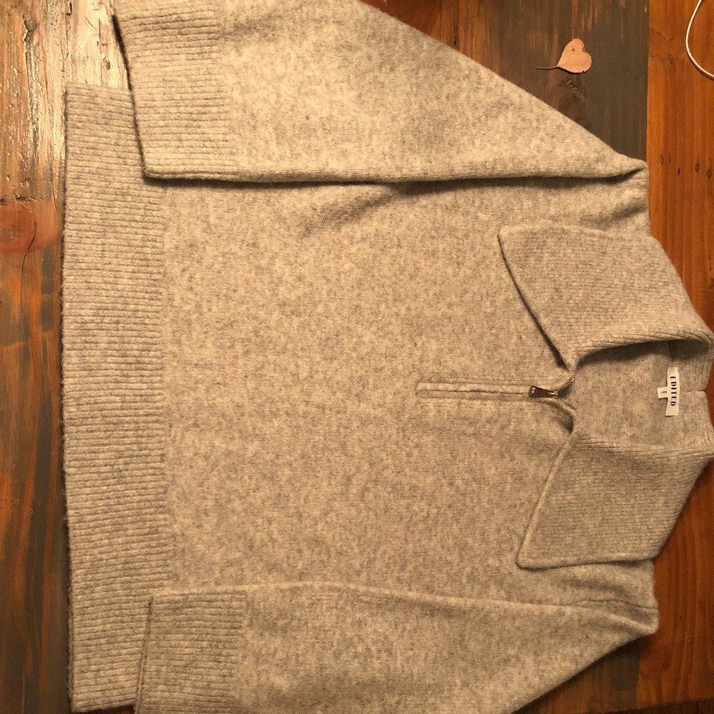 EDITED : Cozy sweater : 3/4 zip-up Open Collar